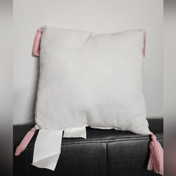 Nwt Boho Grateful Rainbow Pillow with tassels, Size 12" x 12" - Picture 2 of 6